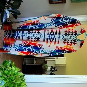 free people multi color poncho towel one size